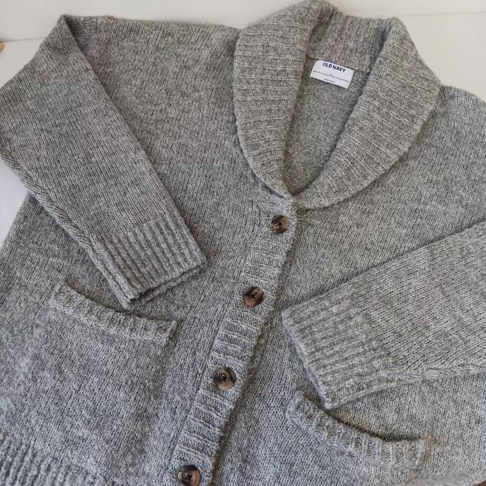 Old Navy‎ Sweater Womens Large Gray Shawl Collar Button Knit Cardigan Pockets